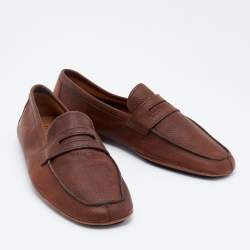 Pre Owned Prada Vintage Brown Leather Slip On Loafers Size 42