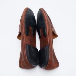Pre Owned Prada Vintage Brown Leather Slip On Loafers Size 42