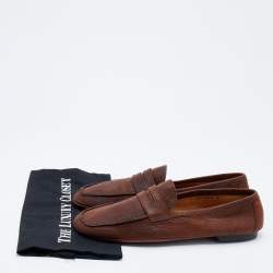 Pre Owned Prada Vintage Brown Leather Slip On Loafers Size 42