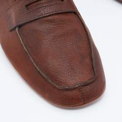 Pre Owned Prada Vintage Brown Leather Slip On Loafers Size 42