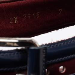 Pre Owned Prada Burgundy/Navy Blue Leather Slide Sandals Size 41