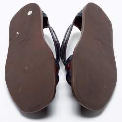 Pre Owned Prada Burgundy/Navy Blue Leather Slide Sandals Size 41