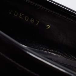 Pre Owned Prada Black Leather Logo Plaque Loafers Size 43