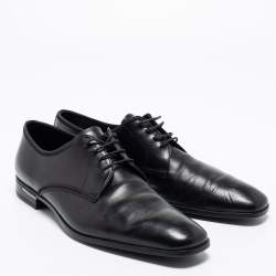 Pre Owned Prada Black Leather Lace Up Derby Size 42