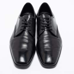 Pre Owned Prada Black Leather Lace Up Derby Size 42