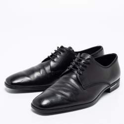 Pre Owned Prada Black Leather Lace Up Derby Size 42
