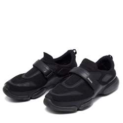 Prada Black Knit Fabric And Rubber Cloudbust Sneakers Size 41.5