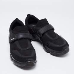 Prada Black Knit Fabric And Rubber Cloudbust Sneakers Size 41.5