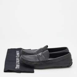 Prada Black Leather Slip On Loafers Size 42