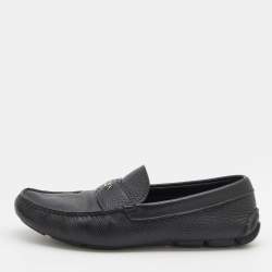 Prada Black Leather Slip On Loafers Size 42