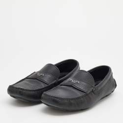 Prada Black Leather Slip On Loafers Size 42