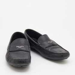 Prada Black Leather Slip On Loafers Size 42