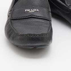 Prada Black Leather Slip On Loafers Size 42