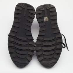 Prada Black Stretch Knit and Leather Prax Low Top Sneakers Size 42