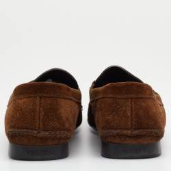 Prada Dark Brown Suede Penny Slip On Loafers Size 42