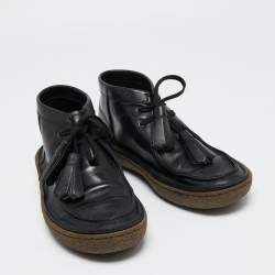 Prada Black Leather Clarks Ankle Boots Size 41