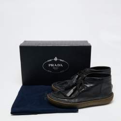 Prada Black Leather Clarks Ankle Boots Size 41