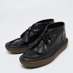 Prada Black Leather Clarks Ankle Boots Size 41