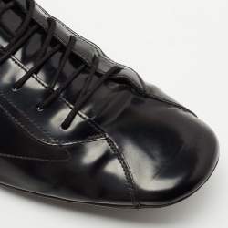 Pre Owned Prada Black Leather Lace Up Sneakers Size 43.5