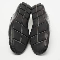 Pre Owned Prada Black Leather Lace Up Sneakers Size 43.5