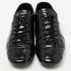 Pre Owned Prada Black Leather Lace Up Sneakers Size 43.5