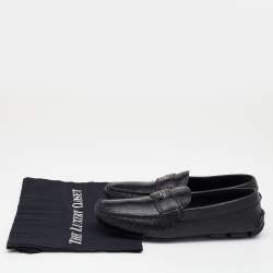 Prada Black Croc Embossed Leather Penny Slip On Loafers Size 39.5