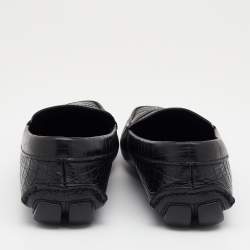 Prada Black Croc Embossed Leather Penny Slip On Loafers Size 39.5