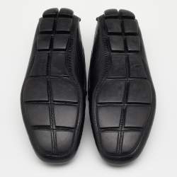 Prada Black Croc Embossed Leather Penny Slip On Loafers Size 39.5