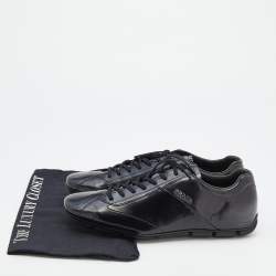 Pre Owned Prada Black Leather Lace Up Low Top Sneakers Size 40