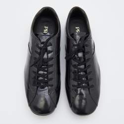 Pre Owned Prada Black Leather Lace Up Low Top Sneakers Size 40