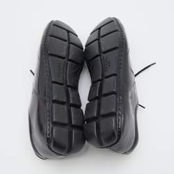 Pre Owned Prada Black Leather Lace Up Low Top Sneakers Size 40