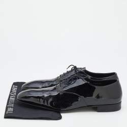 Prada Black Patent Leather Lace Up Oxfords Size 46