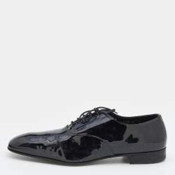 Prada Black Patent Leather Lace Up Oxfords Size 46