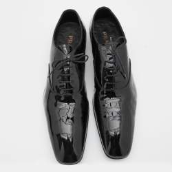 Prada Black Patent Leather Lace Up Oxfords Size 46