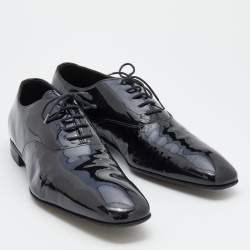 Prada Black Patent Leather Lace Up Oxfords Size 46