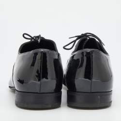 Prada Black Patent Leather Lace Up Oxfords Size 46