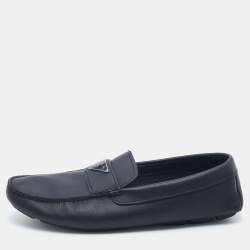 Prada Black Saffiano Leather Slip On Loafers Size 42.5