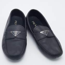 Prada Black Saffiano Leather Slip On Loafers Size 42.5