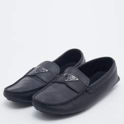 Prada Black Saffiano Leather Slip On Loafers Size 42.5