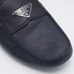 Prada Black Saffiano Leather Slip On Loafers Size 42.5