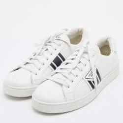 Prada White Leather Avenue Low Top Sneakers Size 42.5