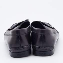Prada Black Leather Slip On Loafers Size 41