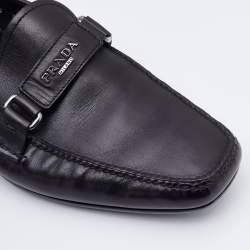 Prada Black Leather Slip On Loafers Size 41