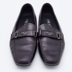 Prada Black Leather Slip On Loafers Size 41
