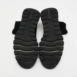 Pre Owned Prada Black Knit Fabric Logo Sock Runner High Top Sneakers Size 41