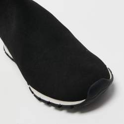 Pre Owned Prada Black Knit Fabric Logo Sock Runner High Top Sneakers Size 41