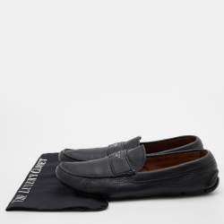 Pre Owned Prada Black Leather Slip On Loafers Size 43.5