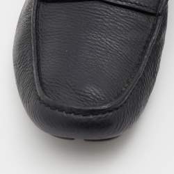 Pre Owned Prada Black Leather Slip On Loafers Size 43.5