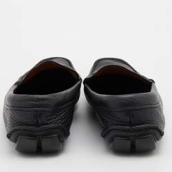 Pre Owned Prada Black Leather Slip On Loafers Size 43.5