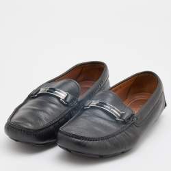 Prada Black Leather Slip On Loafers Size 42